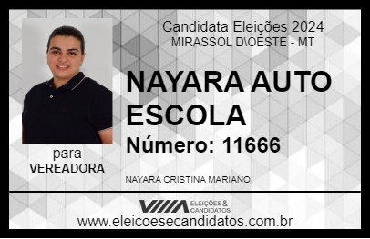 Candidato NAYARA AUTO ESCOLA 2024 - MIRASSOL D\OESTE - Eleições