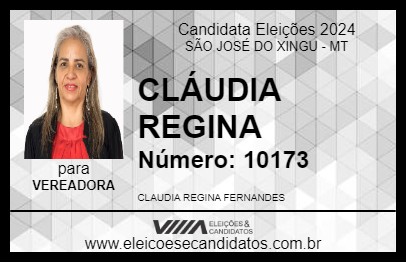 Candidato CLÁUDIA REGINA 2024 - SÃO JOSÉ DO XINGU - Eleições