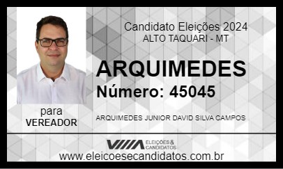 Candidato ARQUIMEDES 2024 - ALTO TAQUARI - Eleições