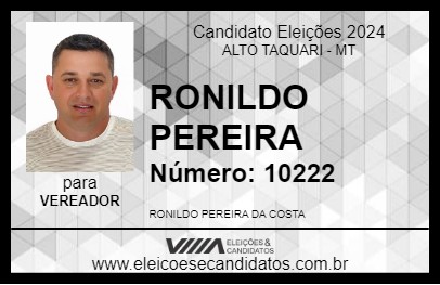 Candidato RONILDO PEREIRA 2024 - ALTO TAQUARI - Eleições