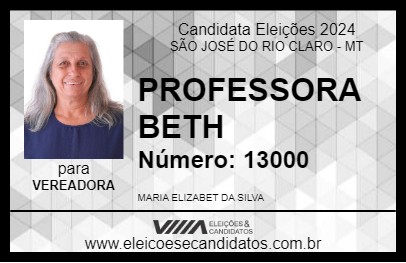 Candidato PROFESSORA BETH 2024 - SÃO JOSÉ DO RIO CLARO - Eleições