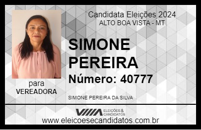 Candidato SIMONE PEREIRA 2024 - ALTO BOA VISTA - Eleições