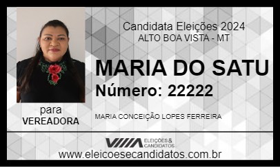 Candidato MARIA DO SATU 2024 - ALTO BOA VISTA - Eleições