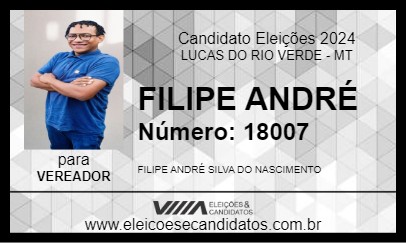 Candidato FILIPE ANDRÉ 2024 - LUCAS DO RIO VERDE - Eleições