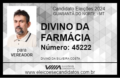 Candidato DIVINO DA FARMÁCIA  2024 - GUARANTÃ DO NORTE - Eleições