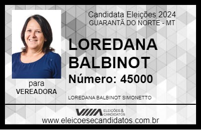 Candidato LOREDANA BALBINOT 2024 - GUARANTÃ DO NORTE - Eleições