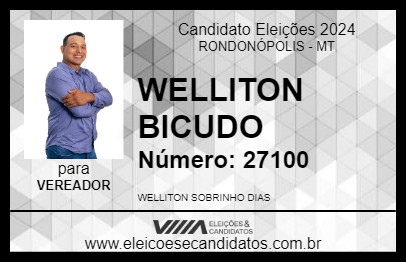 Candidato WELLITON BICUDO 2024 - RONDONÓPOLIS - Eleições