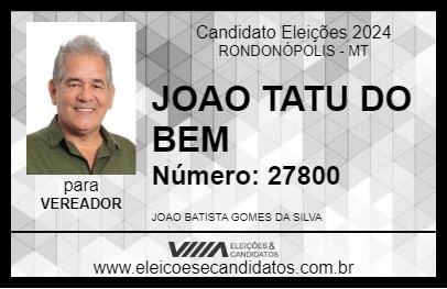 Candidato JOAO TATU DO BEM 2024 - RONDONÓPOLIS - Eleições