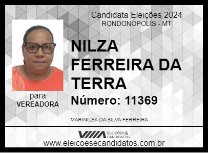 Candidato NILZA FERREIRA DA TERRA 2024 - RONDONÓPOLIS - Eleições