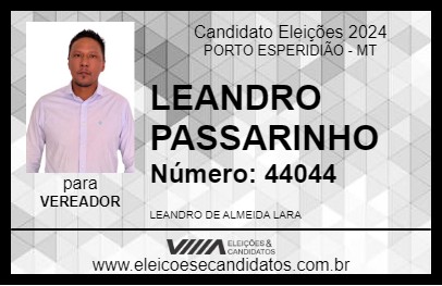 Candidato LEANDRO PASSARINHO 2024 - PORTO ESPERIDIÃO - Eleições