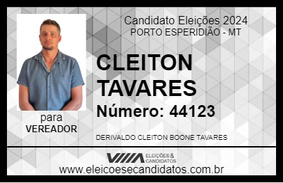 Candidato CLEITON TAVARES 2024 - PORTO ESPERIDIÃO - Eleições