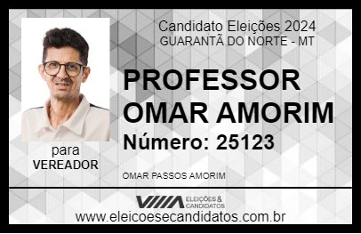 Candidato PROFESSOR OMAR AMORIM 2024 - GUARANTÃ DO NORTE - Eleições