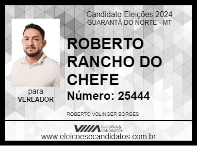 Candidato ROBERTO RANCHO DO CHEFE 2024 - GUARANTÃ DO NORTE - Eleições