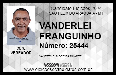 Candidato VANDERLEI FRANGUINHO 2024 - SÃO FÉLIX DO ARAGUAIA - Eleições