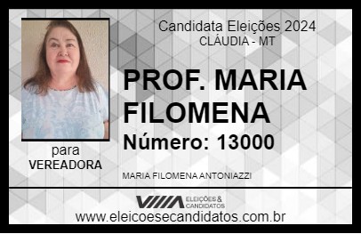 Candidato PROF. MARIA FILOMENA 2024 - CLÁUDIA - Eleições