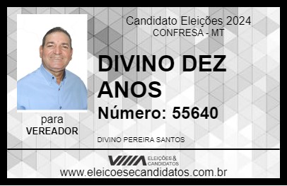 Candidato DIVINO DEZ ANOS 2024 - CONFRESA - Eleições