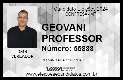 Candidato GEOVANI PROFESSOR 2024 - CONFRESA - Eleições