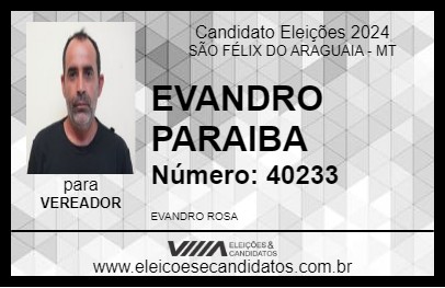 Candidato EVANDRO PARAIBA 2024 - SÃO FÉLIX DO ARAGUAIA - Eleições