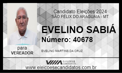 Candidato EVELINO SABIÁ 2024 - SÃO FÉLIX DO ARAGUAIA - Eleições