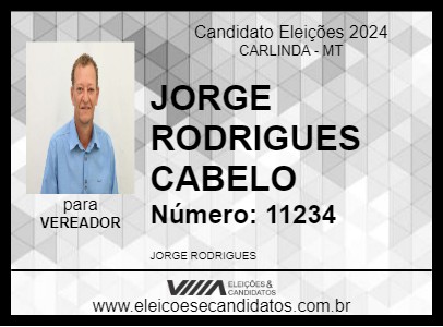 Candidato JORGE RODRIGUES CABELO 2024 - CARLINDA - Eleições