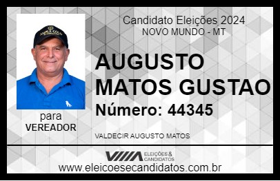 Candidato AUGUSTO MATOS  GUSTAO 2024 - NOVO MUNDO - Eleições