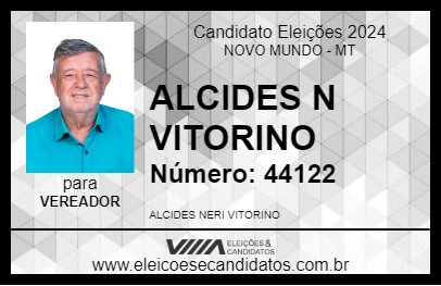 Candidato ALCIDES N VITORINO 2024 - NOVO MUNDO - Eleições