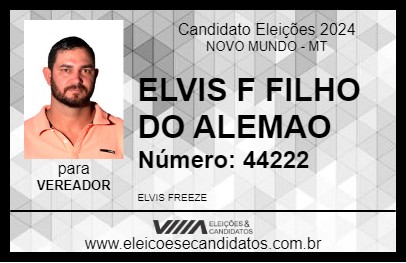 Candidato ELVIS F FILHO DO ALEMAO 2024 - NOVO MUNDO - Eleições