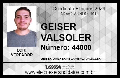 Candidato GEISER VALSOLER 2024 - NOVO MUNDO - Eleições