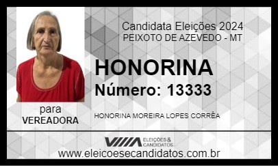 Candidato HONORINA 2024 - PEIXOTO DE AZEVEDO - Eleições