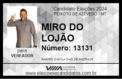 Candidato MIRO DO LOJÃO 2024 - PEIXOTO DE AZEVEDO - Eleições