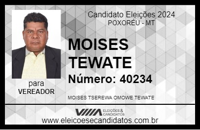 Candidato MOISES TEWATE 2024 - POXORÉU - Eleições