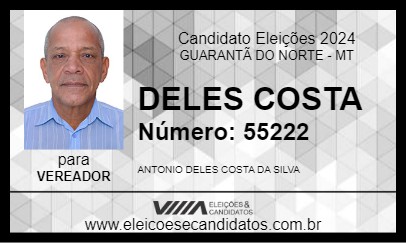 Candidato DELES COSTA 2024 - GUARANTÃ DO NORTE - Eleições