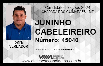 Candidato JUNINHO CABELEIREIRO 2024 - CHAPADA DOS GUIMARÃES - Eleições