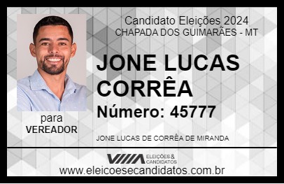 Candidato JONE LUCAS CORRÊA 2024 - CHAPADA DOS GUIMARÃES - Eleições