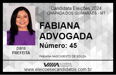 Candidato FABIANA ADVOGADA 2024 - CHAPADA DOS GUIMARÃES - Eleições