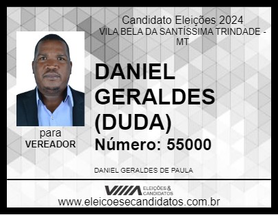 Candidato DANIEL GERALDES (DUDA) 2024 - VILA BELA DA SANTÍSSIMA TRINDADE - Eleições