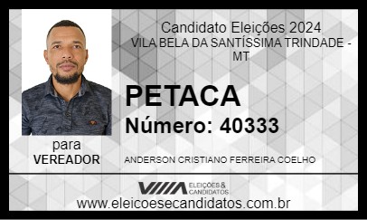 Candidato PETACA 2024 - VILA BELA DA SANTÍSSIMA TRINDADE - Eleições