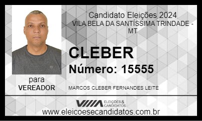 Candidato CLEBER 2024 - VILA BELA DA SANTÍSSIMA TRINDADE - Eleições