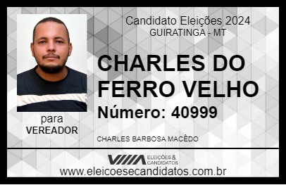 Candidato CHARLES DO FERRO VELHO 2024 - GUIRATINGA - Eleições