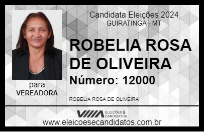 Candidato ROBELIA ROSA DE OLIVEIRA 2024 - GUIRATINGA - Eleições