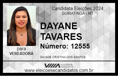 Candidato DAYANE TAVARES 2024 - GUIRATINGA - Eleições