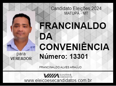 Candidato FRANCINALDO DA CONVENIÊNCIA 2024 - MATUPÁ - Eleições