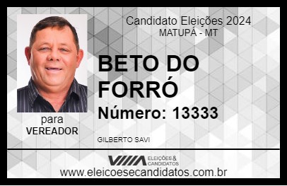 Candidato BETO DO FORRÓ 2024 - MATUPÁ - Eleições