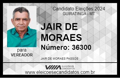 Candidato JAIR DE MORAES 2024 - GUIRATINGA - Eleições