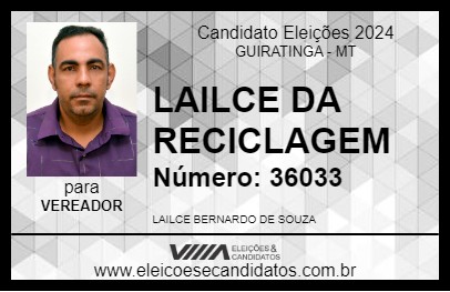 Candidato LAILCE DA RECICLAGEM 2024 - GUIRATINGA - Eleições