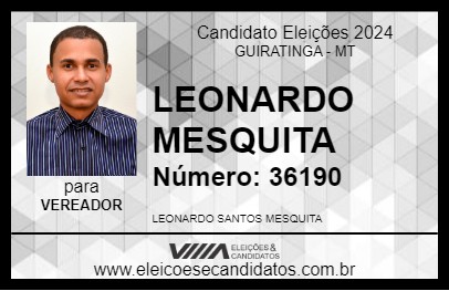 Candidato LEONARDO MESQUITA 2024 - GUIRATINGA - Eleições