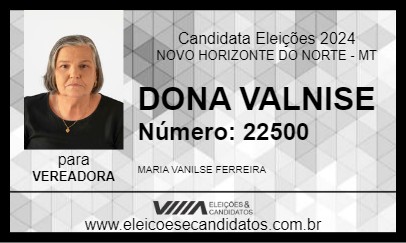 Candidato DONA VALNISE 2024 - NOVO HORIZONTE DO NORTE - Eleições