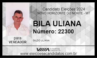 Candidato BILA ULIANA 2024 - NOVO HORIZONTE DO NORTE - Eleições