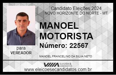 Candidato MANOEL MOTORISTA 2024 - NOVO HORIZONTE DO NORTE - Eleições