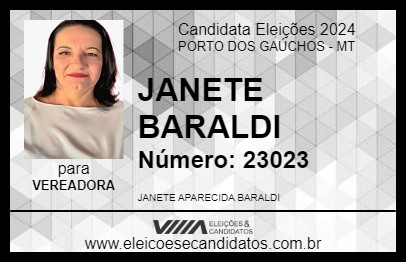 Candidato JANETE BARALDI 2024 - PORTO DOS GAÚCHOS - Eleições